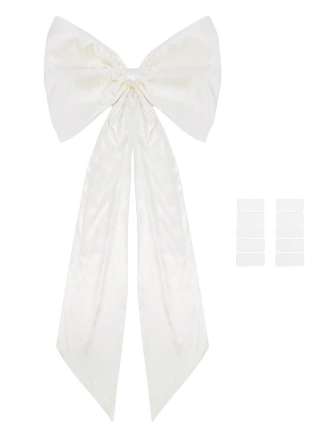 Wuyituart Large White Bow 41x26 Inch Satin Ribbon Tie Giant White Bow Hanging Wall Decor for Birthday Party Wedding Graduation - Image 1